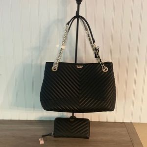 Victoria’s Secret black quilted purse with matching wallet.  NWT